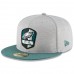 Men's Philadelphia Eagles New Era Heather Gray/Midnight Green 2018 NFL Sideline Road Official 59FIFTY Fitted Hat 3058390